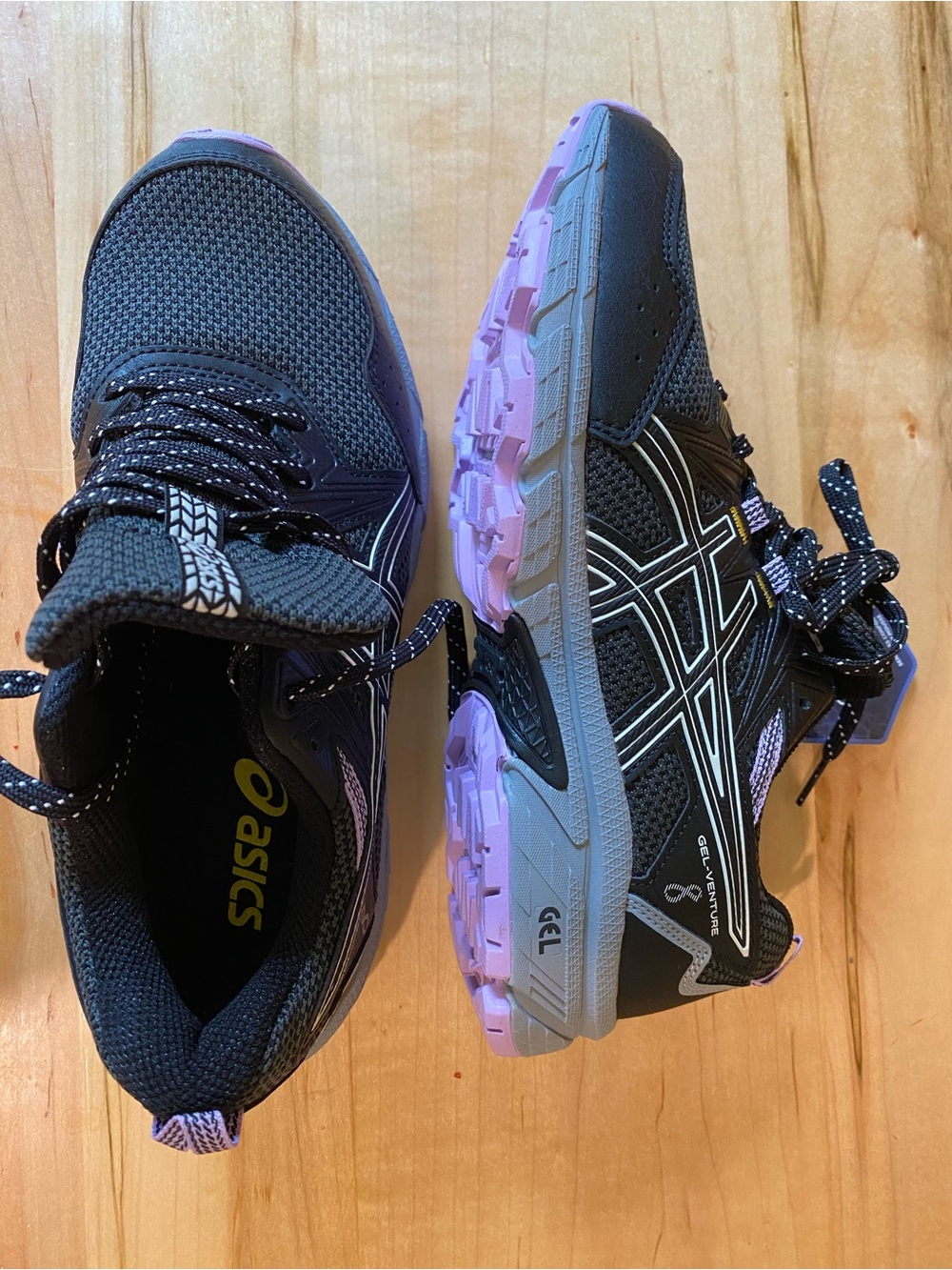 Asics Black Sneakers with Lavender and Gray Accents